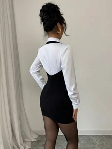 Selianne Chân váy chữ A thanh lịch lãng mạn có khóa trang trí ở dây đeo - màu đen - Xem 2