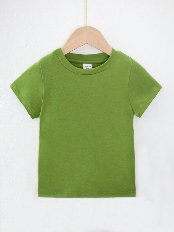 SHEIN Tricou casual cu mânecă scurtă, de culoare solidă, pentru băiat tânăr