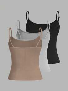 SHEIN EZwear 3 件套女式无袖短款上衣，性感紧身，适合夏季 - 彩色 - 查看 2