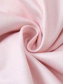 Girls Ruffle Collar Flare Hem Short Sleeve Knit Pajama Set, Casual Loungewear Outfit, Spring/Summer - Baby Pink - View 4