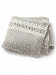 1 pieza Manta tejida, envolvente de bebé cómoda y casual, manta para cochecito, manta para sofá, para todas las estaciones, regalo del Día de los Enamorados - Gris - Ver 1
