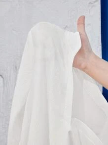 EMERY ROSE Đầm ngắn tay loe cổ xẻ màu trơn đơn giản cho kỳ nghỉ của phụ nữ - trắng - Xem 8