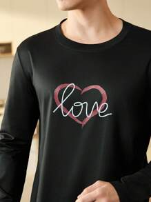 CoupledUp Casual Fashion Comfortable Men's Valentine's Day Gift Pajama Set, Gift For Boyfriend - Black - View 5