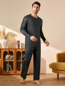 Manfinity Underwear&Sleepwear Basics Conjunto de ropa de descanso casual y cómoda para hombre - Gris - Ver 7