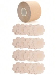 Non-Woven Flower Shaped Invisible Anti-Slip Nipple Covers For Daily Wear - Apricot - View 2
