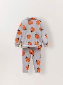 SHEIN Infant/Toddler Boys' Front Zipper Long Sleeve All Over Print Minimalist Top And Pants Set - Multicolor - View 2