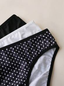 Set de 3 piezas de ropa interior informal y linda con estampado de lunares para adolescentes - Multicolor - Ver 4