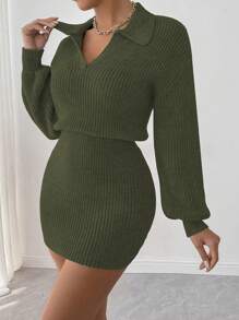 Chiquease Women Casual Solid Color Knitted Mini Sweater Dress, Autumn/Winter Fall Cloth For Women