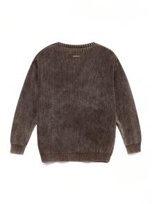 NEON BLANC Men's Loose Black Knitted Street Style Long Sleeve Crew Neck Sweater