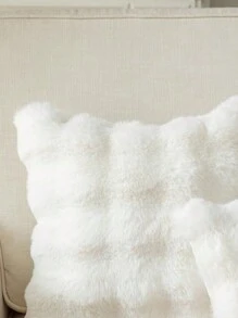 1件装奢华仿兔毛枕套/靠垫套，格子泡泡绒装饰枕套，适用于沙发、卧室、床头板，柔软亲肤，白色 - 白色 - 查看 4
