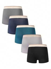 Manfinity Underwear&Sleepwear Basics Set de 5 bóxer tipo slips informales para hombre de unicolor con parches y estampado de letras