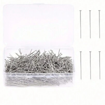 500pcs-Fine Straight Pins, Stainless Steel Headed Pins, Sewing Needles In Plastic Box, Flat And Satin Ribbon Pins, For Jewelry Making, Sewing Crafts