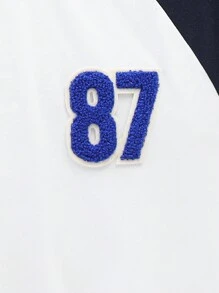 SHEIN Teen Boys' Casual Sports Cartoon Pattern Contrast Color Raglan Sleeve Short Sleeve T-Shirt, Street Style, Suitable For Spring/Summer, Sports, Daily Wear, School And Parties/Music Festivals - White - View 4