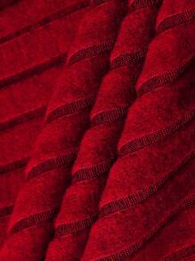 Teen Girl Elegant Knitted Ribbed Square Collar Beaded Long Sleeve Fitted Dress, For Spring & Autumn & Winter - Burgundy - View 4