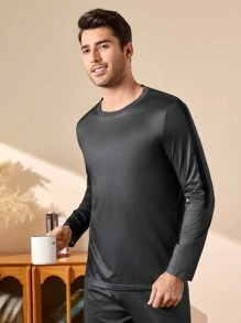 Manfinity Underwear&Sleepwear Basics Conjunto de ropa de descanso casual y cómoda para hombre - Gris - Ver 4
