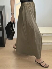 DAZY Women's Elegant Commuter Solid Color Loose Wide Leg Cropped Pants, Summer