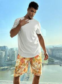 Manfinity ChillVibe Men's Floral All-Over Print Elastic Waist Loungewear Bottoms - Multicolor - View 3