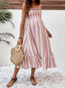 SHEIN Casual Daily Pregnancy Dress, Minimalist & Fashion,Ramadan - Multicolor - View 5