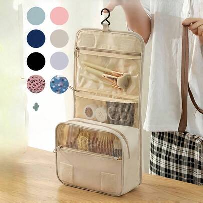 大号防水旅行洗漱包，带挂钩，可折叠收纳化妆品、护肤品、剃须刀、个人护理用品，多色挂式洗漱包，男女通用宽敞旅行必备包，节日礼物