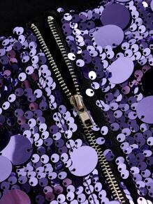 SHEIN ICON Y2K 亮片抹胸适合派对、性感外出俱乐部穿着 - 紫色 - 查看 3