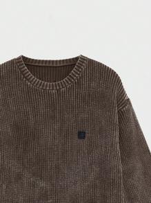 NEON BLANC Men's Loose Black Knitted Street Style Long Sleeve Crew Neck Sweater