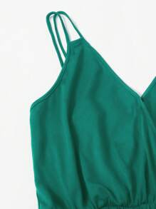 SHEIN VCAY Bộ đồ liền thân đơn giản thời trang thường ngày cỡ lớn - Màu xanh ngọc - Xem 3