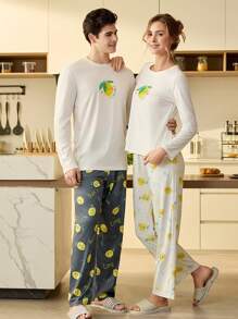 CoupledUp Women Cartoon Print Long Sleeve Pajama Set - Multicolor - View 7