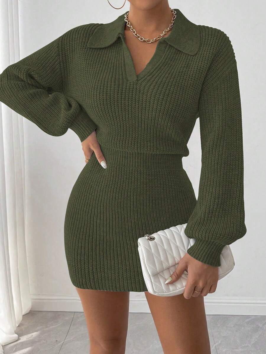 Chiquease Women Casual Solid Color Knitted Mini Sweater Dress, Autumn/Winter Fall Cloth For Women
