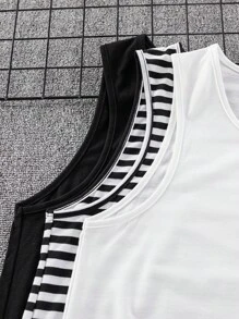 SHEIN 3pcs/Set Teen Boys Casual Loose Comfortable Versatile Top With Solid Black & White Top Set