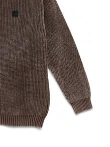 NEON BLANC Men's Loose Black Knitted Street Style Long Sleeve Crew Neck Sweater