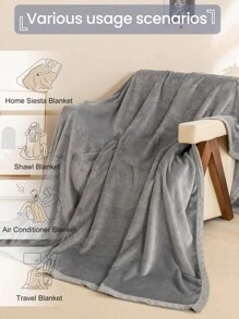 1 pieza Manta de franela, manta de unicolor simple, manta suave y cálida, manta para siesta para sofá, oficina, cama, camping, manta de regalo multiusos para todas las estaciones, decoración de otoño, decoración de habitación, regreso a la escuela, útiles escolares