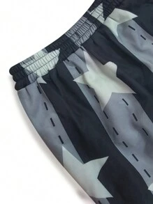 SHEIN Manfinity Dauomo 男式休闲撞色条纹和星星印花运动裤 - 彩色 - 查看 3