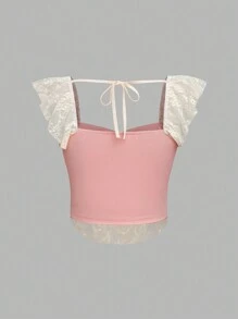 Calvaya Getailleerde cropped top met vetersluiting voor dames