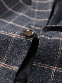 Manfinity Mode Plus Size Front Button Long Sleeve Pocket Plaid Casual Blazer