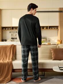 CoupledUp Casual Fashion Comfortable Men's Valentine's Day Gift Pajama Set, Gift For Boyfriend - Black - View 3