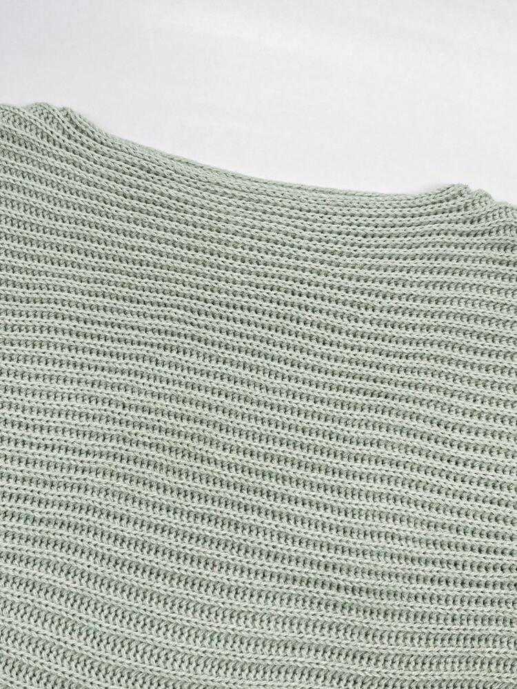 Batwing Sleeve Ribbed Knit Sweater,Long Sleeve Tops Knit Pullover Fall Winter Sweater