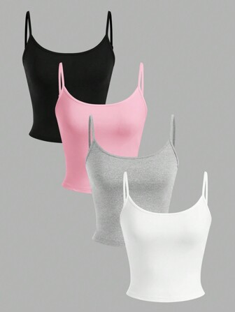 Comfortcana 4st Kvinnor ärmlösa beskurna Casual Linnen, Sommar