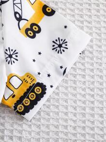 2pcs Baby Boys Simple Fashion Cartoon Car All-Over Print Short Sleeve T-Shirt And Pants Set 2pcs Baby Boy Summer Fashionable Crown Print Short Sleeve Shirt And Short Set Baby Boy Clothes Summer 2 Pieces Set Baby Boy Letter All Over Print Short Sleeve T Shirt And Short Set Baby Boy Summer Clothes Short Sleeve Short Sleeve Baby Unisex 2 Pieces Short Sets Holiday Travel Releax Summer Clothes - Yellow - View 5