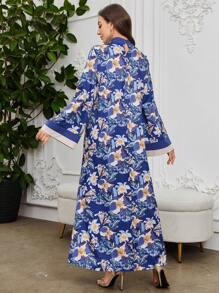 Al Najma Fashionable Retro Printed Dress, Casual & Elegant Design For Spring, Versatile For Work & Daily Wear, Kaftan & Jalabiya