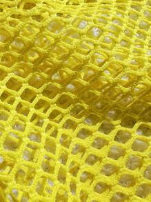 SHEIN Swim Women's Yellow Knitted Crochet Bikini Set With Sarong And Seashell Accents, Perfect For Beach Vacation For Summer - Yellow - View 6