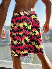 Manfinity ChillVibe Men's Plant Print Front Tie Pajama Bottoms, Simple Casual Loungewear - Multicolor - View 4