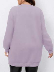 Plus Size Minimalist Polka Dot Print Sweatshirt, Casual Daily Wear Pullover Fall - Purple - View 2