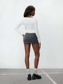 TRNVIE 女士休闲简约时尚短裤，适合日常穿着 - 深灰色 - 查看 2