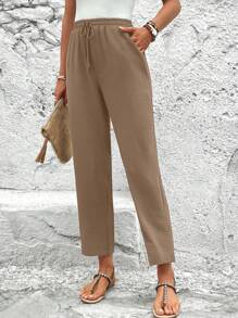 SHEIN LUNE Pantalones de uso diario simples y casuales de color liso