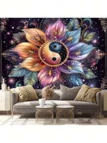 1pc Mandala Taijitu Pattern Tapestry, Wall Hanging For Room Decoration, Home Decor,Fall Decor,Autumn Decor,Room Decor