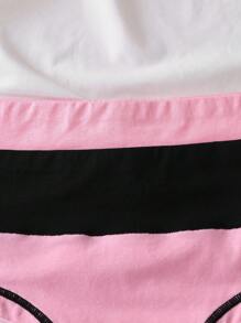 2PCS Cotton Soft Comfy Daily Wear Teen Girl Briefs Black Pink Campus - Multicolor - View 3