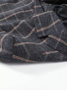 Manfinity Mode Plus Size Front Button Long Sleeve Pocket Plaid Casual Blazer