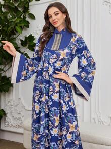 Al Najma Fashionable Retro Printed Dress, Casual & Elegant Design For Spring, Versatile For Work & Daily Wear, Kaftan & Jalabiya