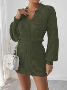 Chiquease Women Casual Solid Color Knitted Mini Sweater Dress, Autumn/Winter Fall Cloth For Women
