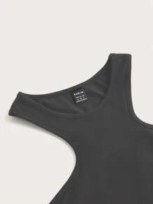 SHEIN EZwear 1 Stück Damen graues kurzes, sexy, eng anliegendes Trägershirt, geeignet für den Sommer